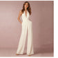 Sleeveless halter jumpsuit.