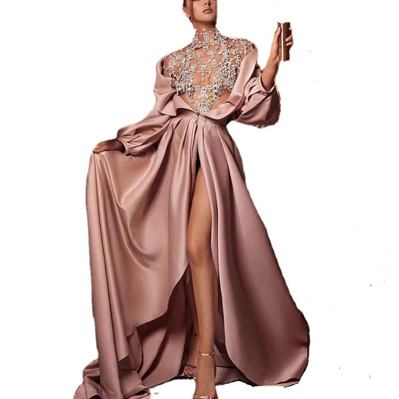 Robe Taille Haute Fendue Sexy Élégante Femme