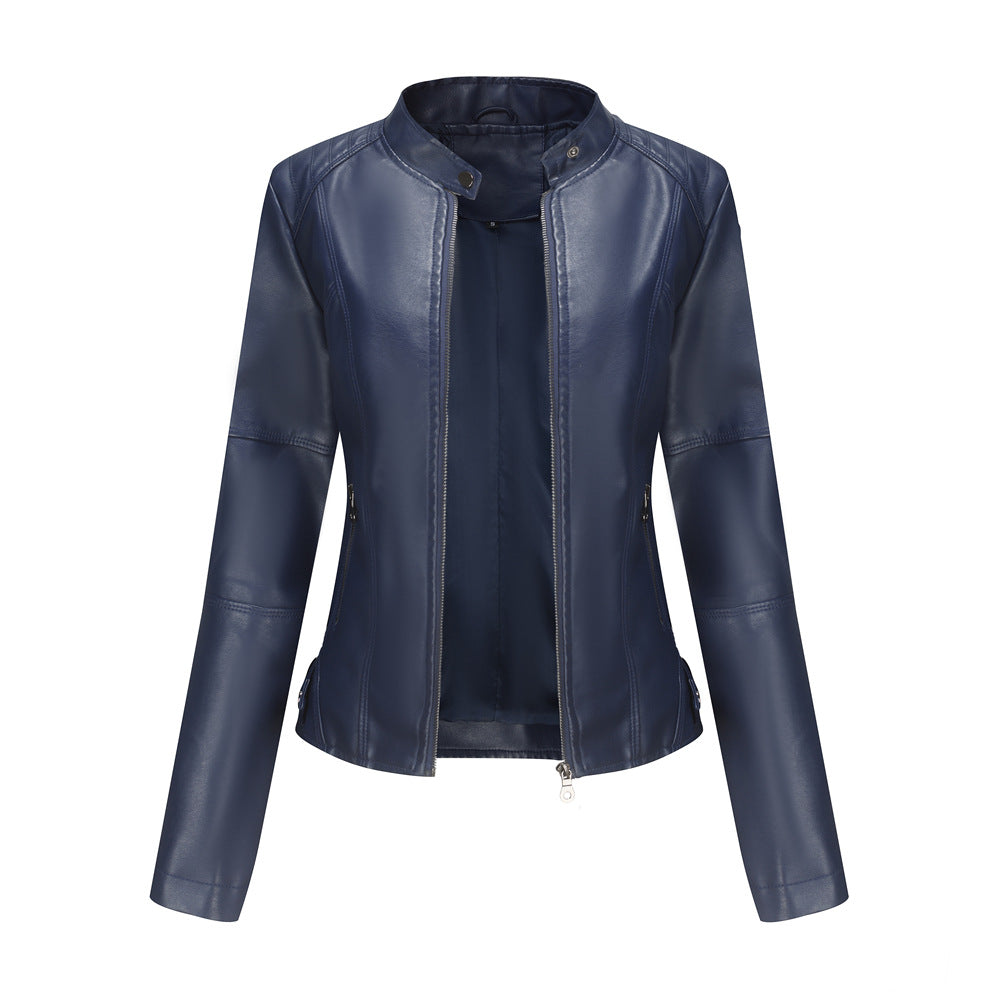 Veste Cuir Femme Col Montant