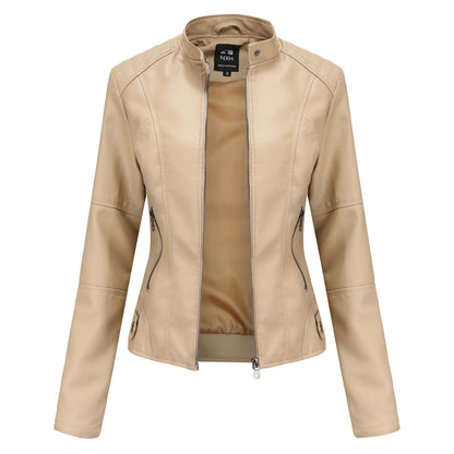 Veste Cuir Femme Col Montant