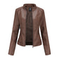 Veste Cuir Femme Col Montant