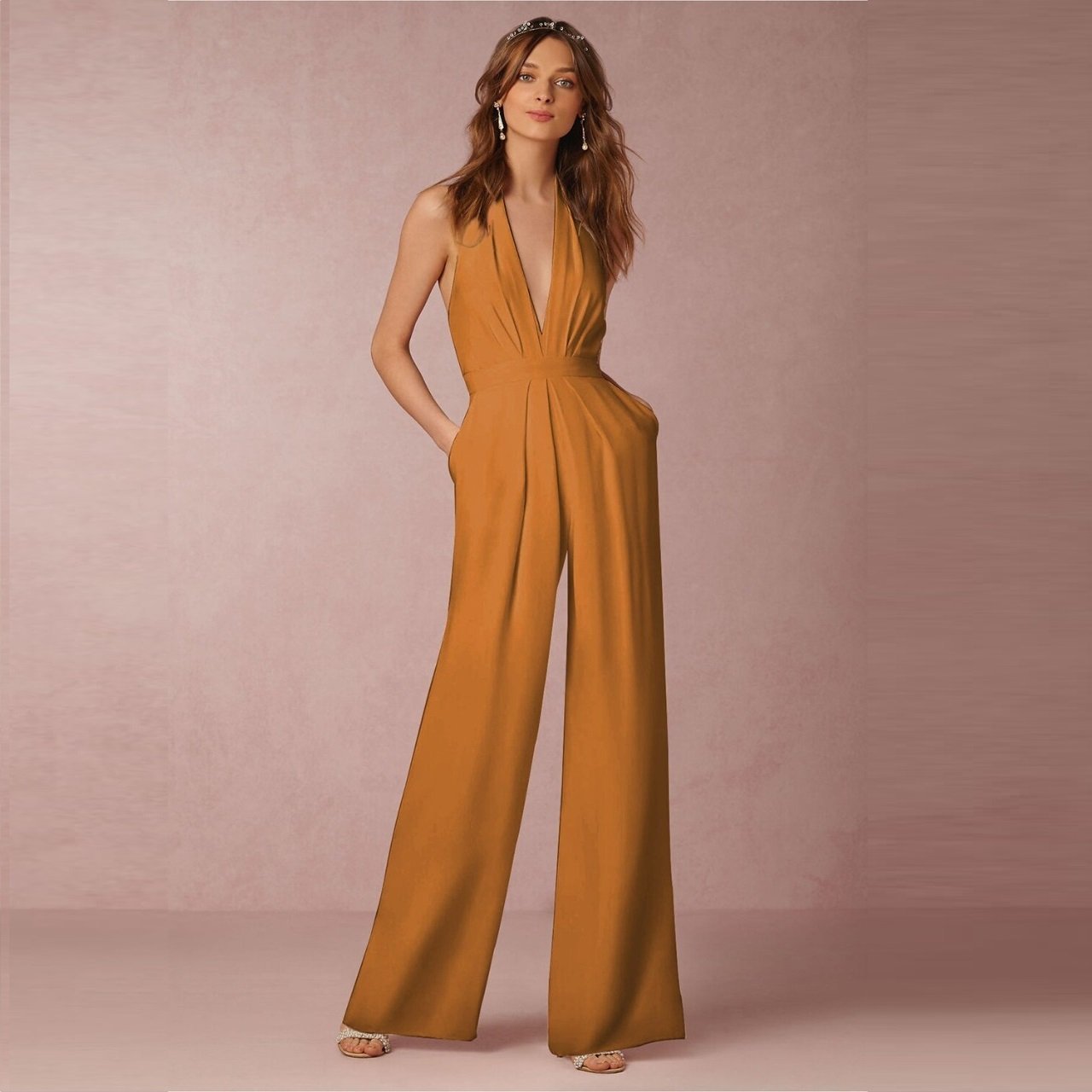 Combinaison Dos nu sans manche-Halter Elégante