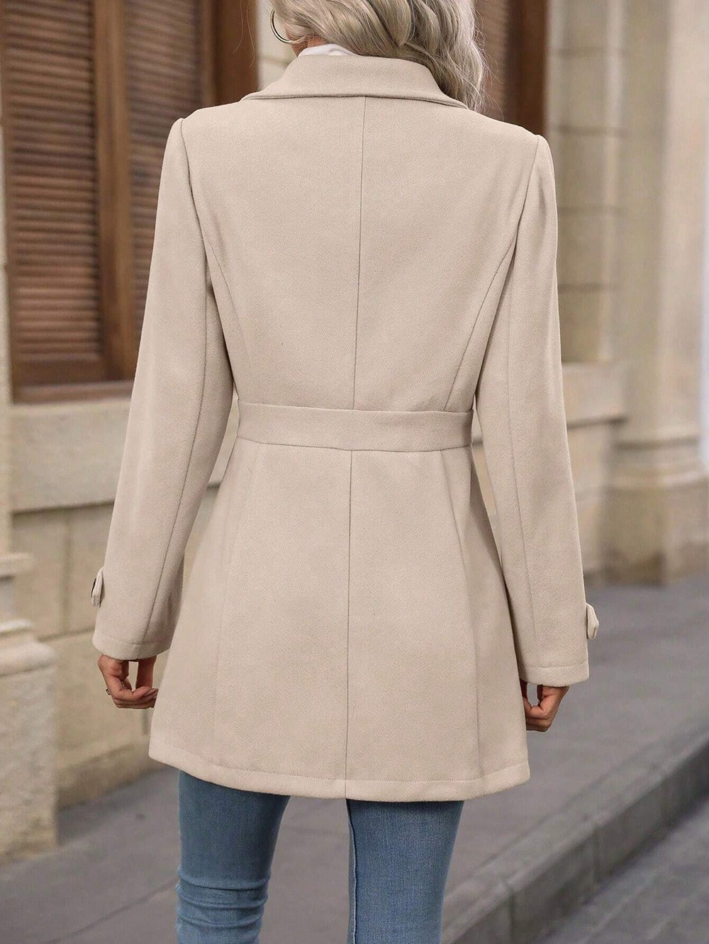 Manteau Laine Femme Simple Boutonnage - Élégant Mi-Long.