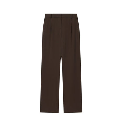 Pleated Padded Shoulder With Straight-leg Pants Coat