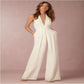 Sleeveless halter jumpsuit.