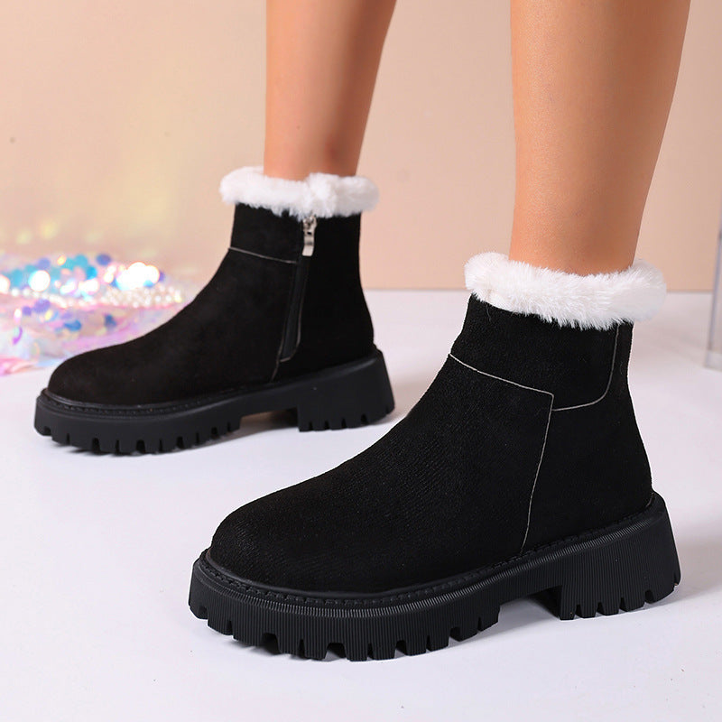 Insulated Cotton-padded Shoes Martin Boots Plus Size Thick Bottom Chunky Heel Bootie