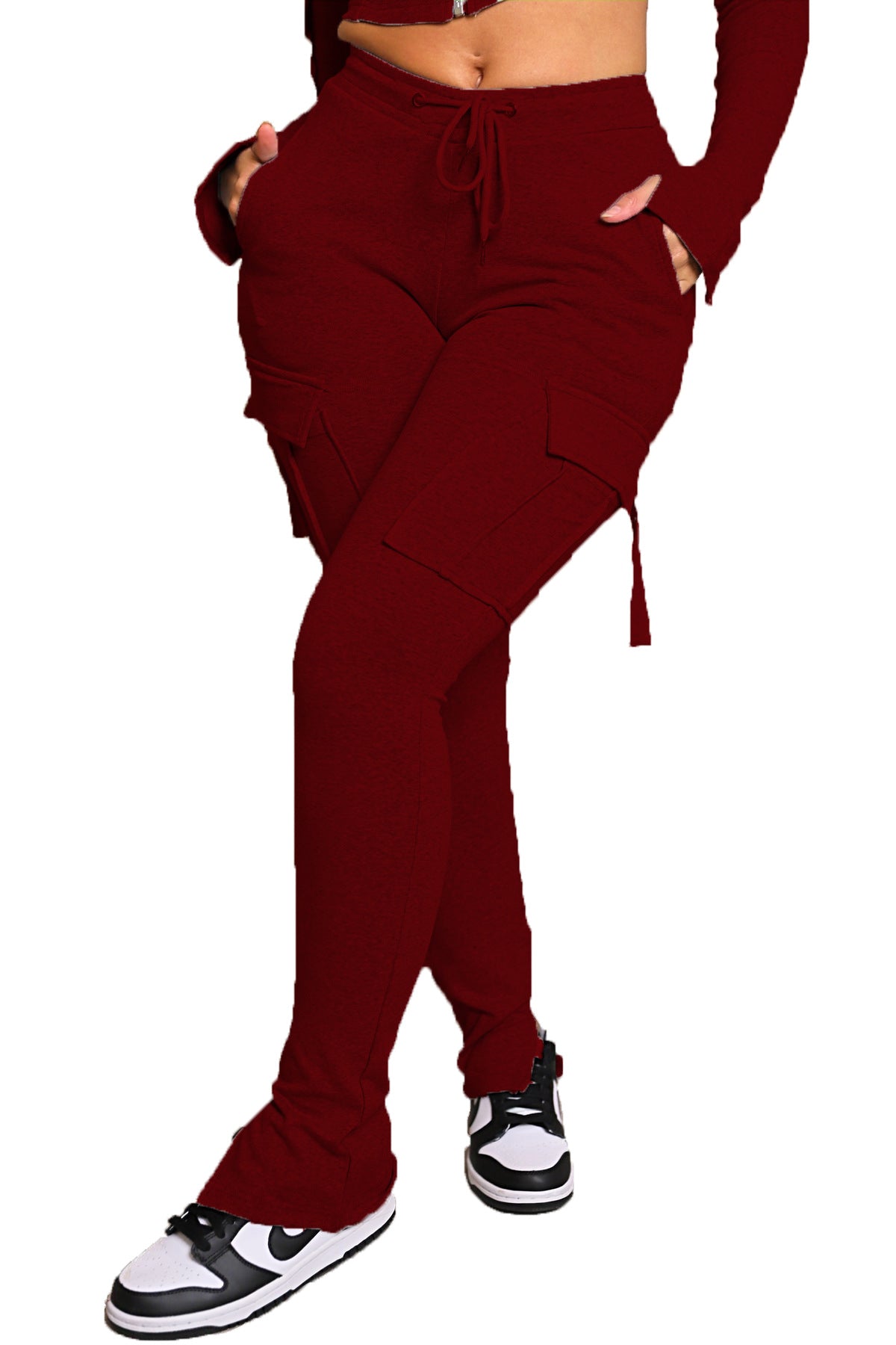 Pantalon Cargo Taille Haute Femme