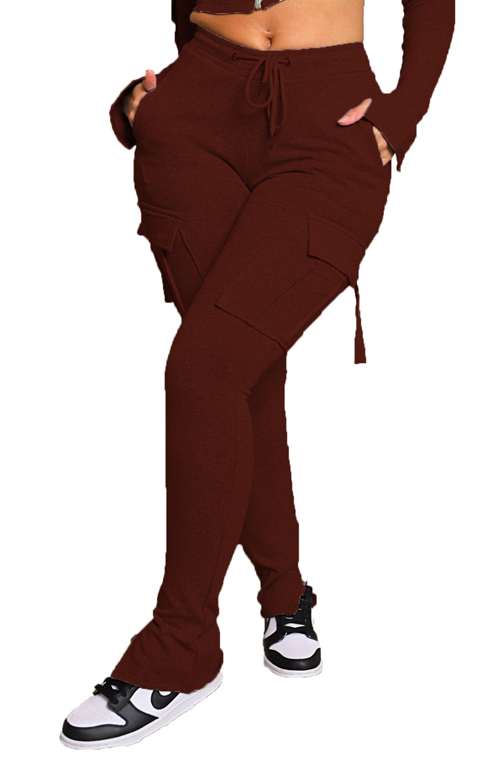 Pantalon Cargo Taille Haute Femme