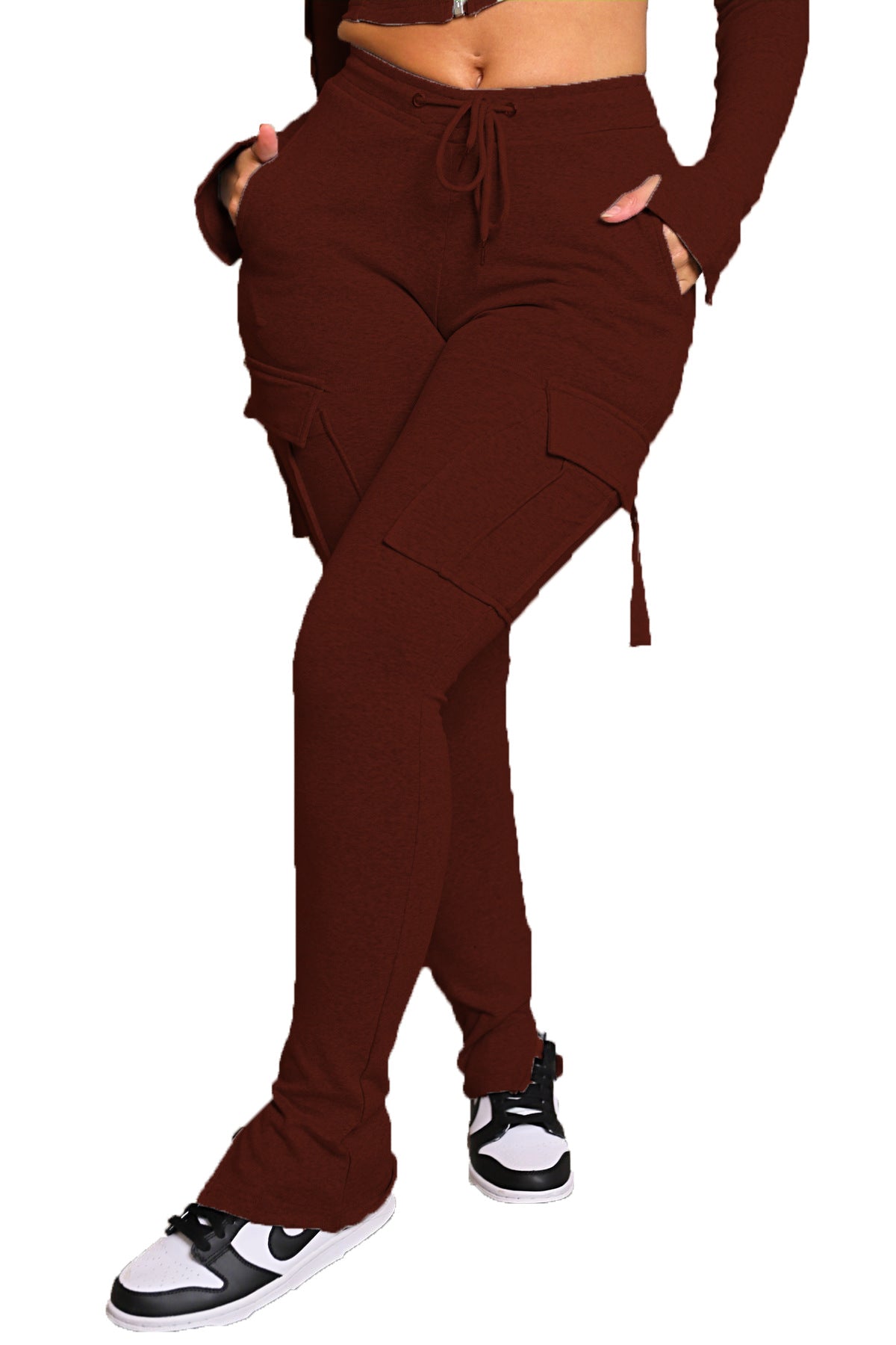 Pantalon Cargo Taille Haute Femme