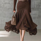 Stitching V-neck Long-sleeve Dress Long Skirt Large Swing Skirt