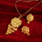 Bride's 24k Gold-plated Copper Necklace And Earrings Jewelry Set Two-piece