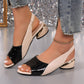 Ins Plaid Stone Pattern Sandals Summer Peep Toe Block Heels Ankle-strap Office Shoes For Women