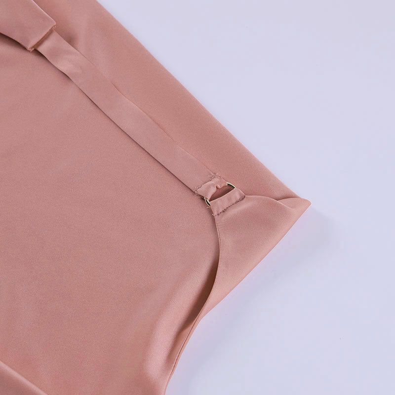 Robe Satin Mini Dos Nu Col V Sans Manches Soirée Été