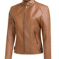 Veste Cuir Femme Col Montant