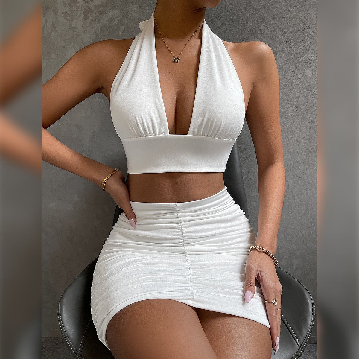 Ensemble 2 Pièces Top Halter Jupe