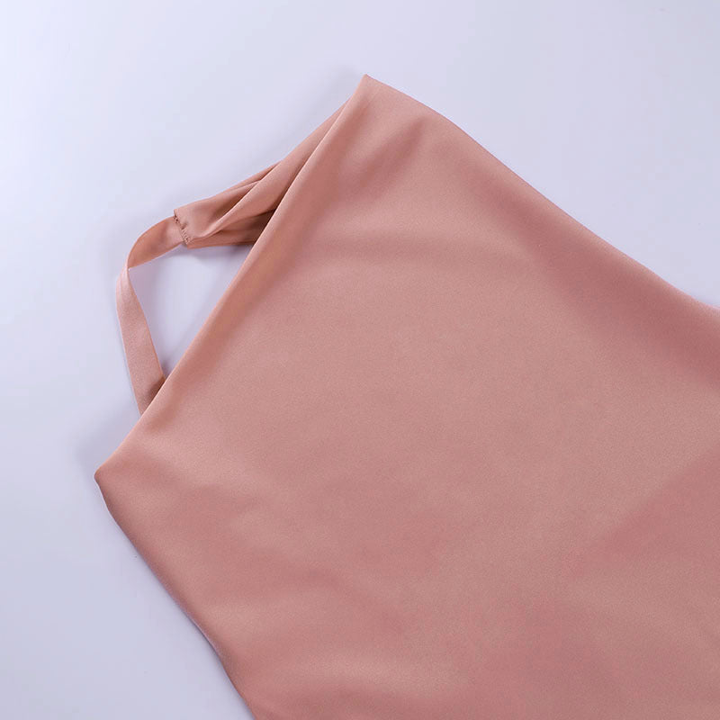 Robe Satin Mini Dos Nu Col V Sans Manches Soirée Été