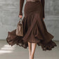 Stitching V-neck Long-sleeve Dress Long Skirt Large Swing Skirt