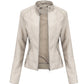 Veste Cuir Femme Col Montant
