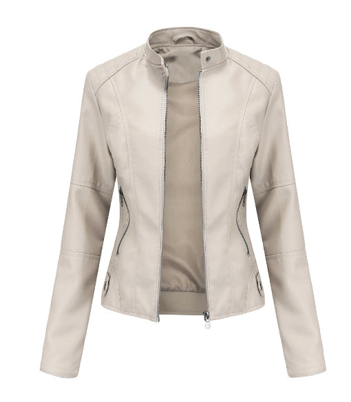 Veste Cuir Femme Col Montant