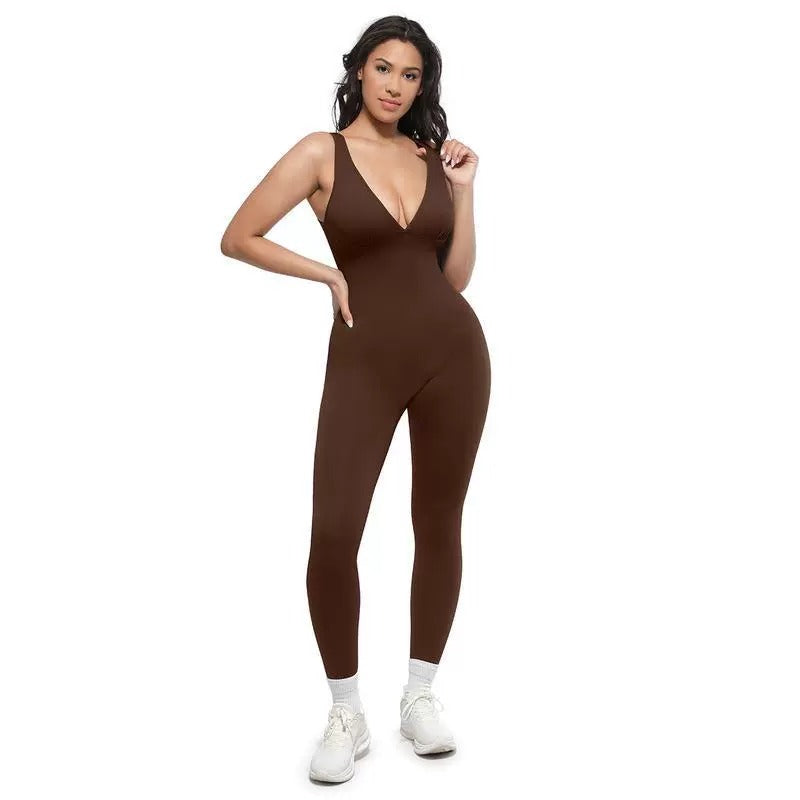 Combinaison Yoga Col V Femme