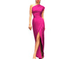 Women's One-shoulder High Waist Front Slit Temperament Dress.